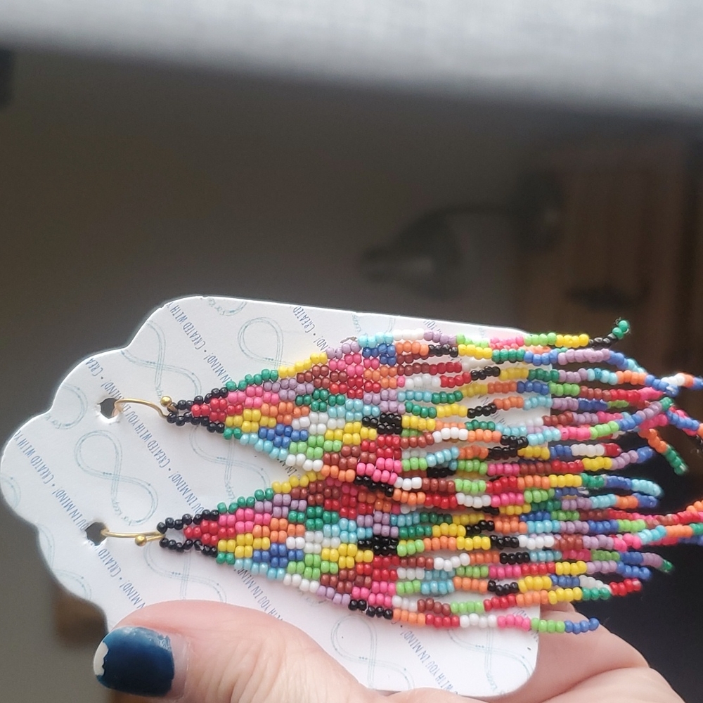 Handbeaded fish hook earrings